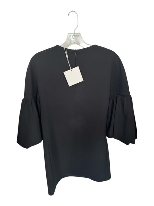 Tibi Size 4 Black Polyester Blend Long Bell Sleeve Front Zip Shift Dress Black / 4