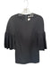 Tibi Size 4 Black Polyester Blend Long Bell Sleeve Front Zip Shift Dress Black / 4
