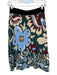 La Double J Size L Maroon & Blue Viscose Elastic Waist Flowers A Line Midi Skirt Maroon & Blue / L