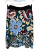 La Double J Size L Maroon & Blue Viscose Elastic Waist Flowers A Line Midi Skirt Maroon & Blue / L