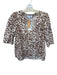 Never a Wallflower Size M White & Brown Cotton Short Sleeve Animal Print Top White & Brown / M