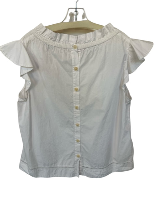 Sea New York Size 0 White Cotton Cap Sleeve Elastic Neck Top White / 0