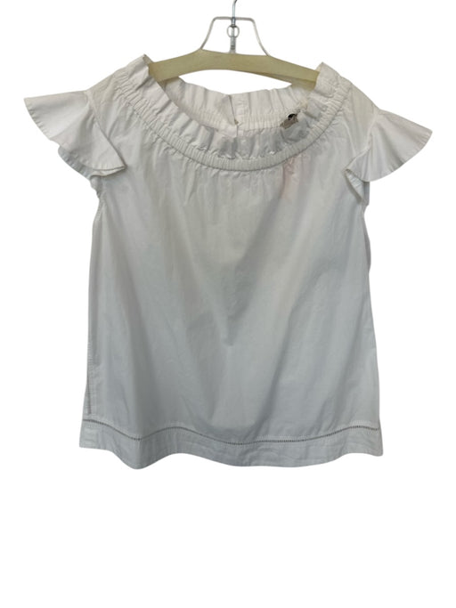 Sea New York Size 0 White Cotton Cap Sleeve Elastic Neck Top White / 0