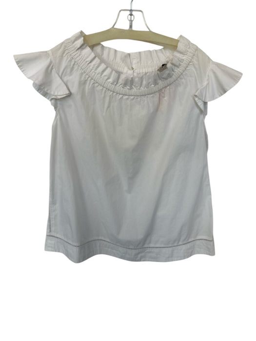 Sea New York Size 0 White Cotton Cap Sleeve Elastic Neck Top White / 0