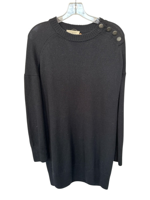 Sezane Size M Black Wool Long Sleeve Shoulder buttons Knit Short Dress Black / M