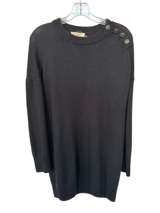 Sezane Size M Black Wool Long Sleeve Shoulder buttons Knit Short Dress Black / M