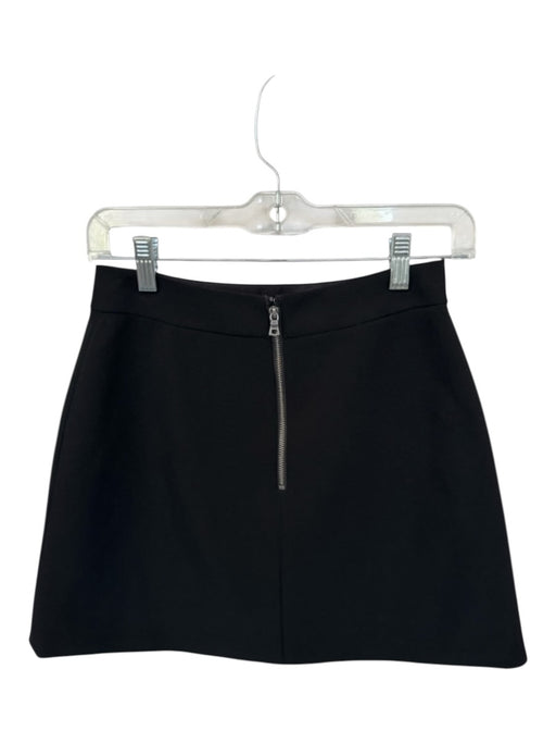 Alice & Olivia Size 2 Black Acetate Front Zip Mini Skirt Black / 2