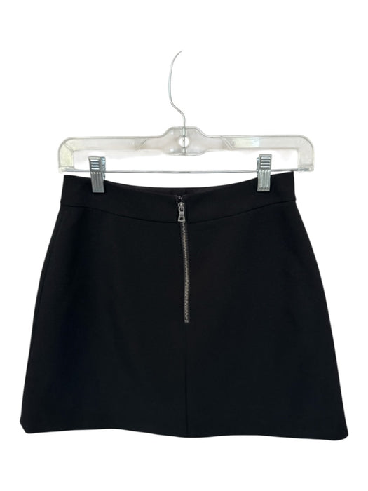 Alice & Olivia Size 2 Black Acetate Front Zip Mini Skirt Black / 2