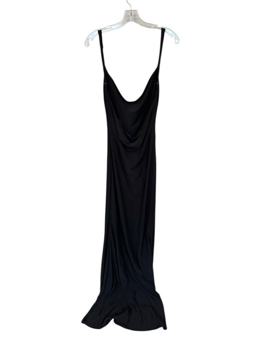 Club L Size 6 Black Polyester Spaghetti Strap Cowl Neck Lace Detail Gown Black / 6