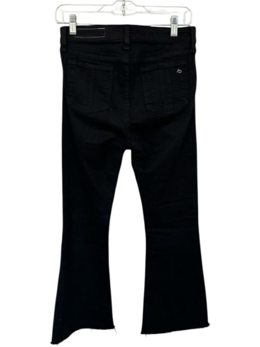 Rag & Bone Size 27 Black Cotton Blend High Waist Bootcut Raw Hem Jeans Black / 27