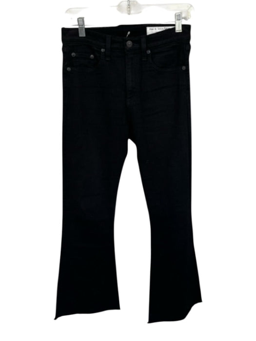 Rag & Bone Size 27 Black Cotton Blend High Waist Bootcut Raw Hem Jeans Black / 27