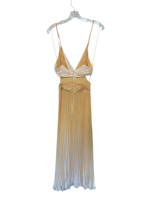 Ramy Brook Size 4 Yellow & White Polyester Accordian Pleats Ombre Gown Yellow & White / 4