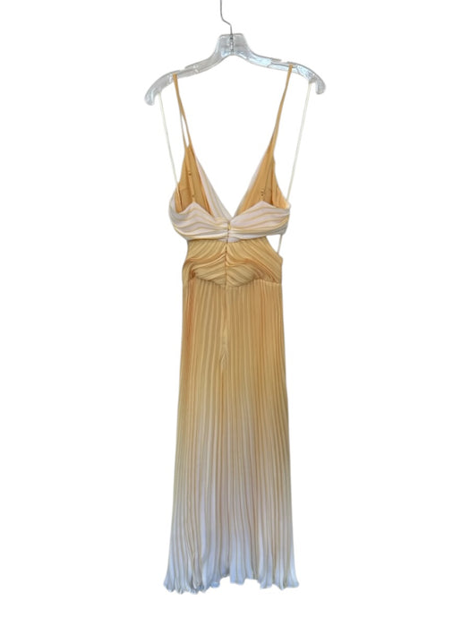 Ramy Brook Size 4 Yellow & White Polyester Accordian Pleats Ombre Gown Yellow & White / 4
