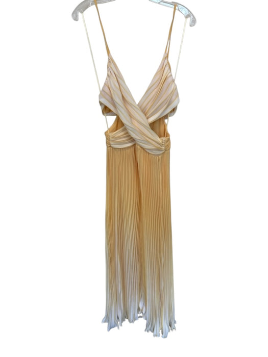 Ramy Brook Size 4 Yellow & White Polyester Accordian Pleats Ombre Gown Yellow & White / 4