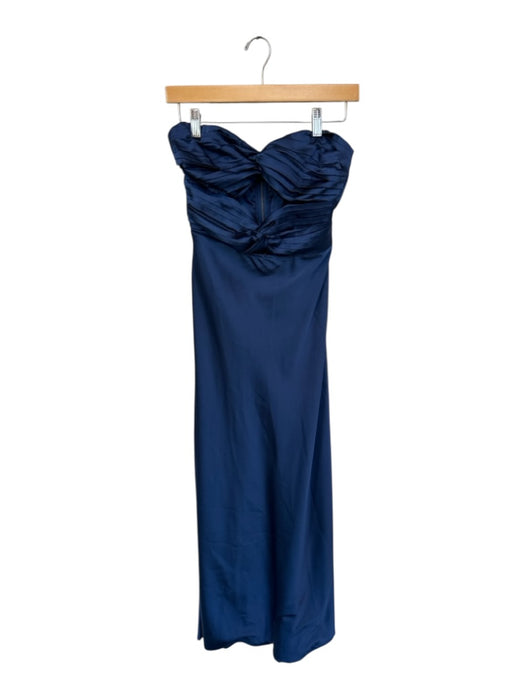 RNWY Size S Navy Polyester Strapless Pleat Detail Cut Outs Gown Navy / S