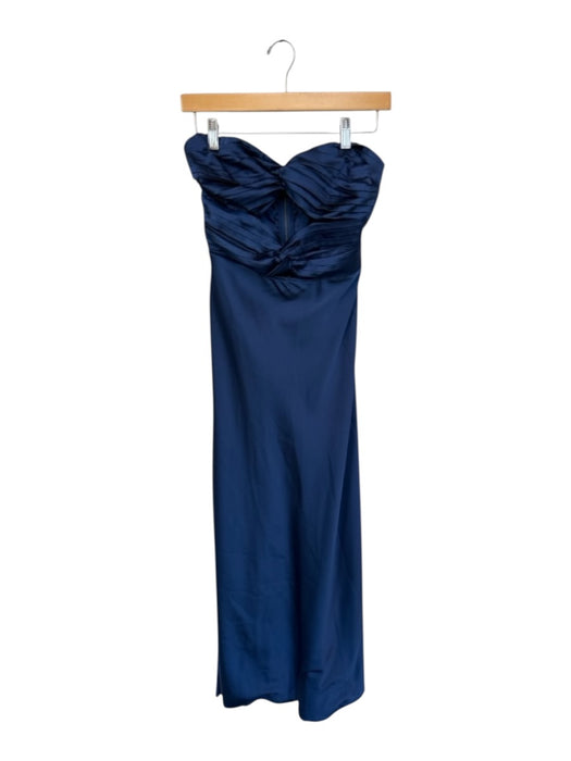 RNWY Size S Navy Polyester Strapless Pleat Detail Cut Outs Gown Navy / S