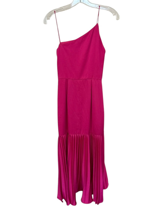 flor et.al Size 0 Magenta Polyester Spaghetti Strap Pleat Detail Ruffles Gown Magenta / 0