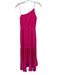 flor et.al Size 0 Magenta Polyester Spaghetti Strap Pleat Detail Ruffles Gown Magenta / 0