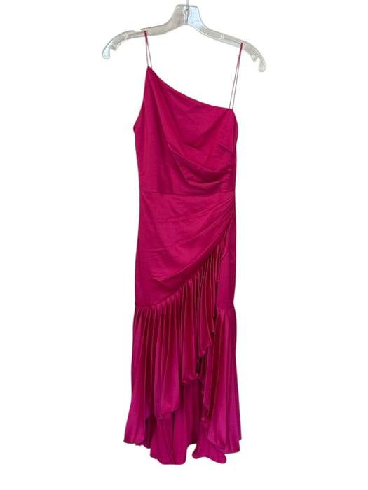 flor et.al Size 0 Magenta Polyester Spaghetti Strap Pleat Detail Ruffles Gown Magenta / 0