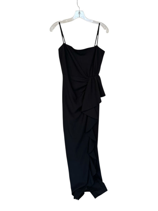 Black Halo Eve Size 6 Black Polyamid Spaghetti Strap Gathered Side Back Zip Gown Black / 6