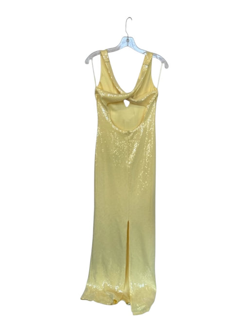 Meshki Size M Butter Yellow Sequin Sleeveless Flower Application Racerback Gown Butter Yellow / M