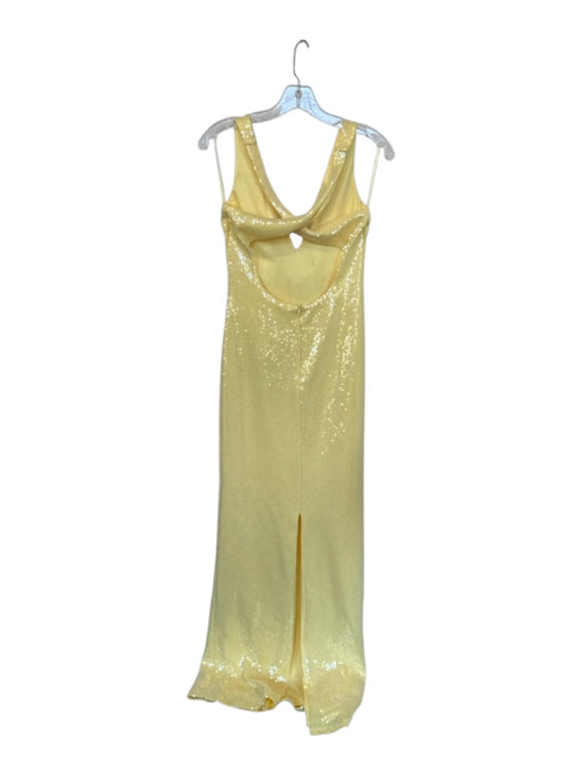 Meshki Size M Butter Yellow Sequin Sleeveless Flower Application Racerback Gown Butter Yellow / M