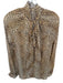 Ramy Brook Size M Tan & black Silk Long Sleeve Animal Print Neck Tie Top Tan & black / M