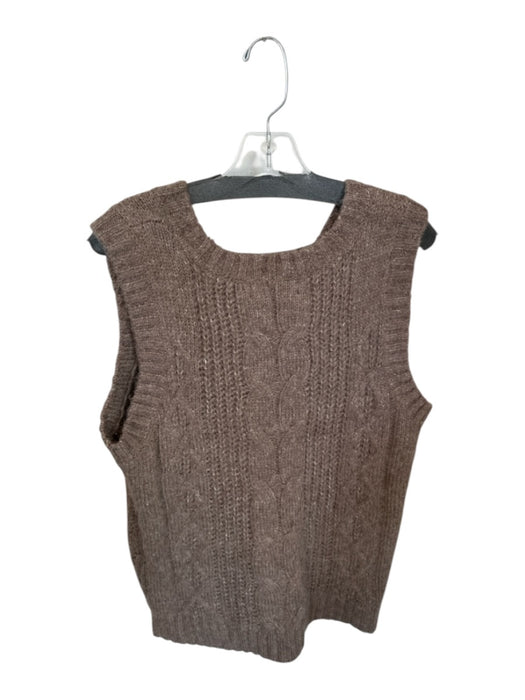 Vero Moda Size XL Taupe Acrylic Blend Sleeveless Cable Knit V Neck Sweater Taupe / XL