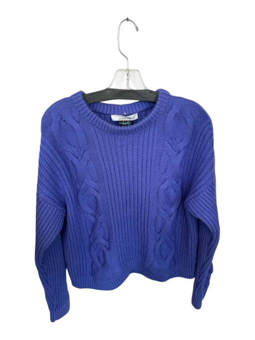 Liviana Conti Size M Purple Virgin Wool Long Sleeve Cable Knit Crew Neck Sweater Purple / M