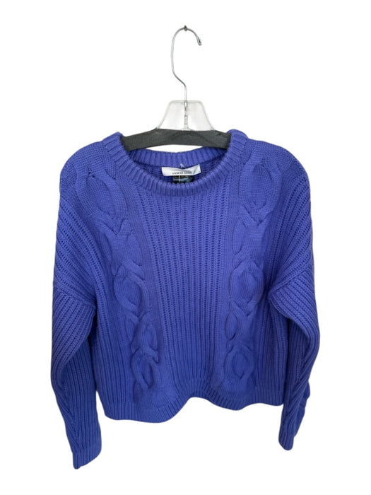 Liviana Conti Size M Purple Virgin Wool Long Sleeve Cable Knit Crew Neck Sweater Purple / M