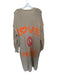Size L Taupe & Orange Print Polyester Long Sleeve Knit Peace Sign Duster Sweater Taupe & Orange Print / L