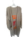 Size L Taupe & Orange Print Polyester Long Sleeve Knit Peace Sign Duster Sweater Taupe & Orange Print / L