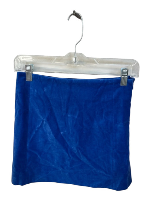 Frame Size 0 Blue Velour Side Zip Mini Skirt Blue / 0