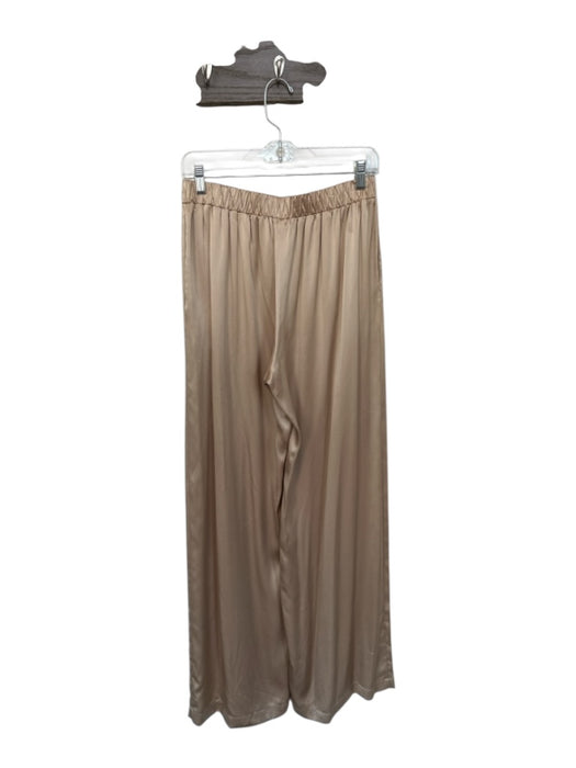 Sablyn Size L Tan Silk Elastic Waist High Waist Wide Leg Pants Tan / L