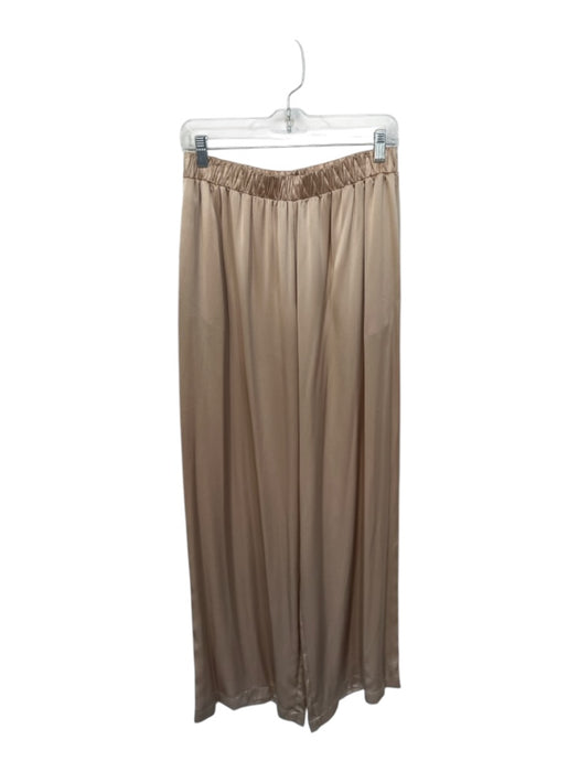 Sablyn Size L Tan Silk Elastic Waist High Waist Wide Leg Pants Tan / L