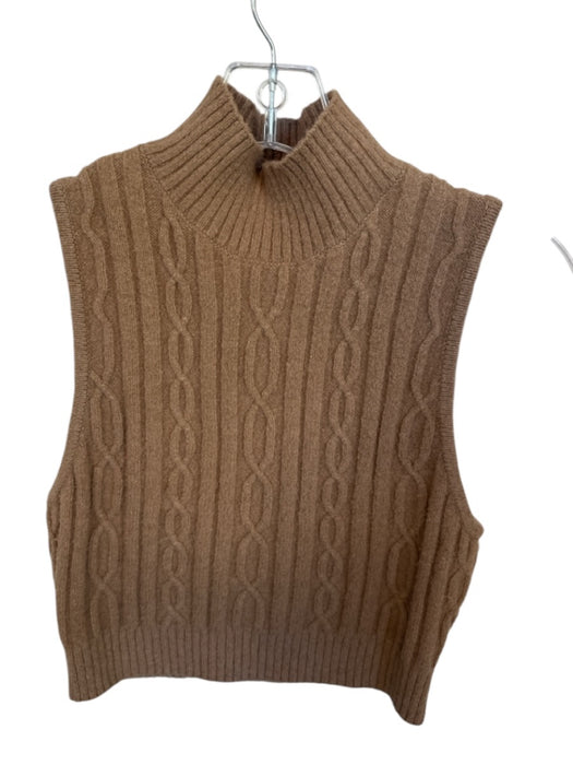 Alo Size Est S Tan Mock Neck Cable Knit Sleeveless Athletic Top Tan / Est S