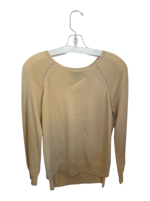 St. John Size P Tan & Silver Cashmere Long Sleeve Beading Detail Sweater Tan & Silver / P