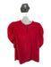 Ulla Johnson Size 8 Red Silk Short Balloon Sleeve Pleat Detail Top Red / 8