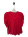 Ulla Johnson Size 8 Red Silk Short Balloon Sleeve Pleat Detail Top Red / 8