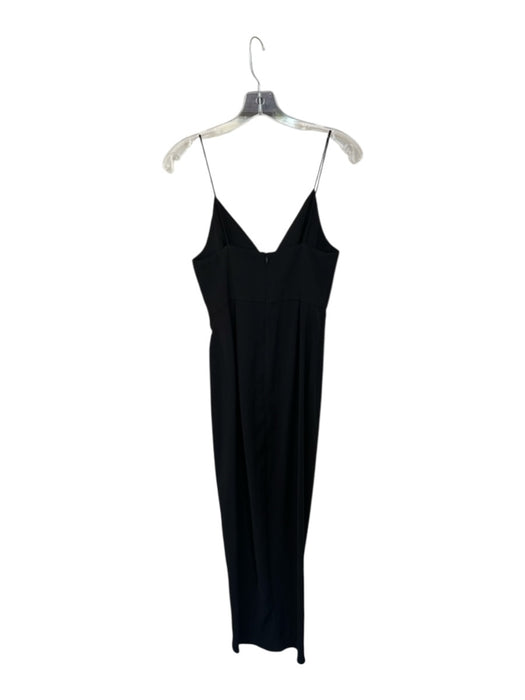 Shona Joy Size 4 Black Polyester Spaghetti Strap Pleat Detail Tea Length Dress Black / 4