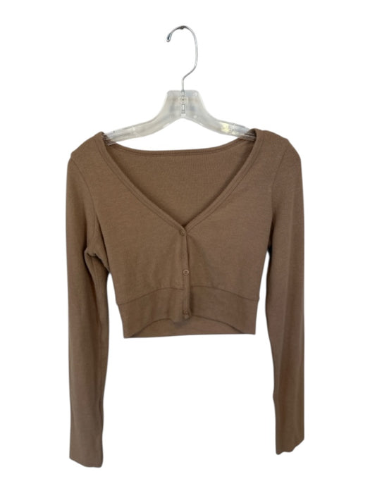 Alo Size Est S Tan Long Sleeve Button Down Cropped Athletic Sweater Tan / Est S