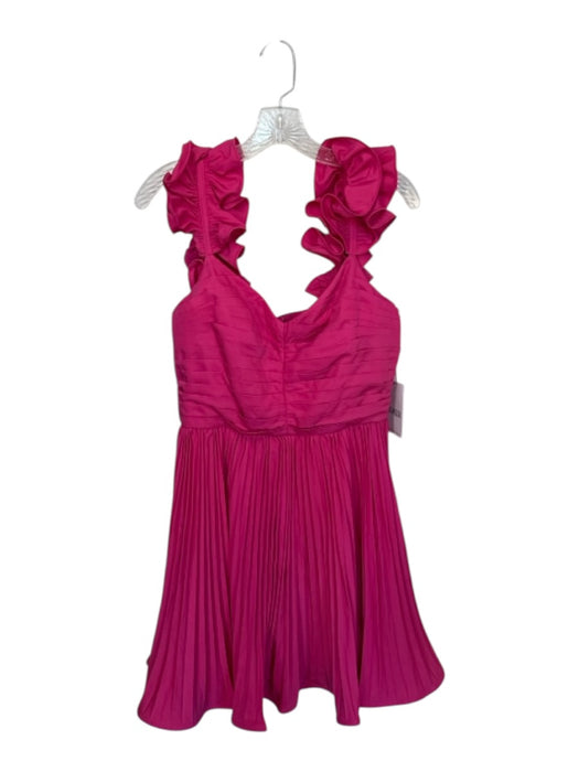 AMUR Size 8 Fushcia Polyester Blend Ruffle Strap Pleated Back Zip Mini Dress Fushcia / 8