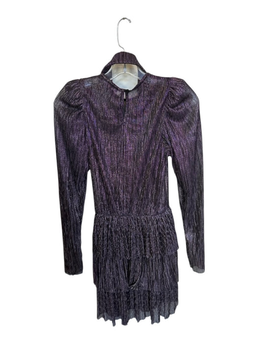 Sabina Musayev Size XS Purple & Silver Polyester Semi Sheer Tiered Dress Purple & Silver / XS