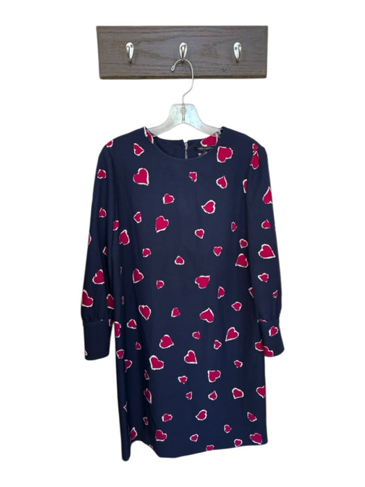 Tara Jarmon Size 36 Navy & Maroon Polyester Blend Long Balloon Sleeve Dress Navy & Maroon / 36