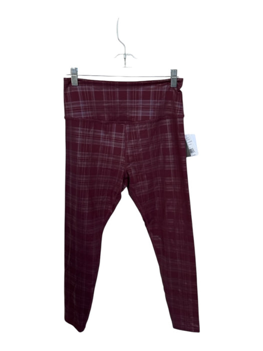 Beyond Yoga Size L Maroon Polyamid High Waist Plaid Athletic Leggings Maroon / L