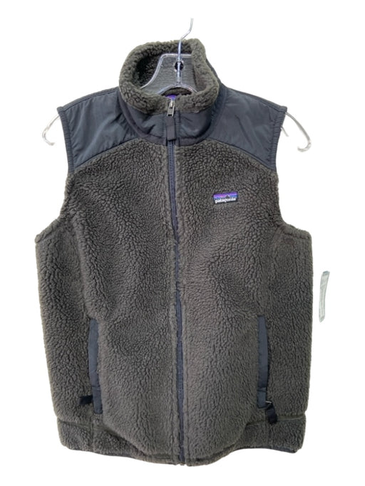 Patagonia Size M Gray Polyester High Neck Front Zip Mixed Fabric Vest Gray / M