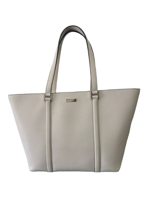 Kate Spade Cream White Saffiano Leather Double Top Handle Gold Hardware Tote Bag Cream White / XL