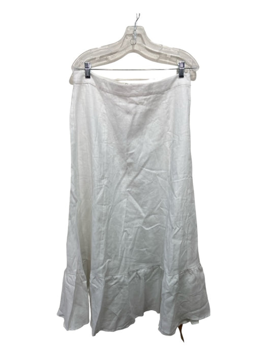 Reformation Size 12 White Linen Smocked Back 1/2 Puff Sleeve Back Zip Skirt Set White / 12