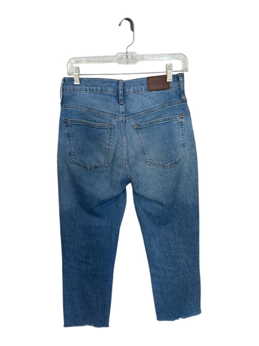 Madewell Size 26P Med Light Wash Cotton High Waist Straight Leg Raw Hem Jeans Med Light Wash / 26P