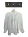 Pomander Place Size M White Rayon Blend Long Balloon Sleeve Smocked Neck Top White / M